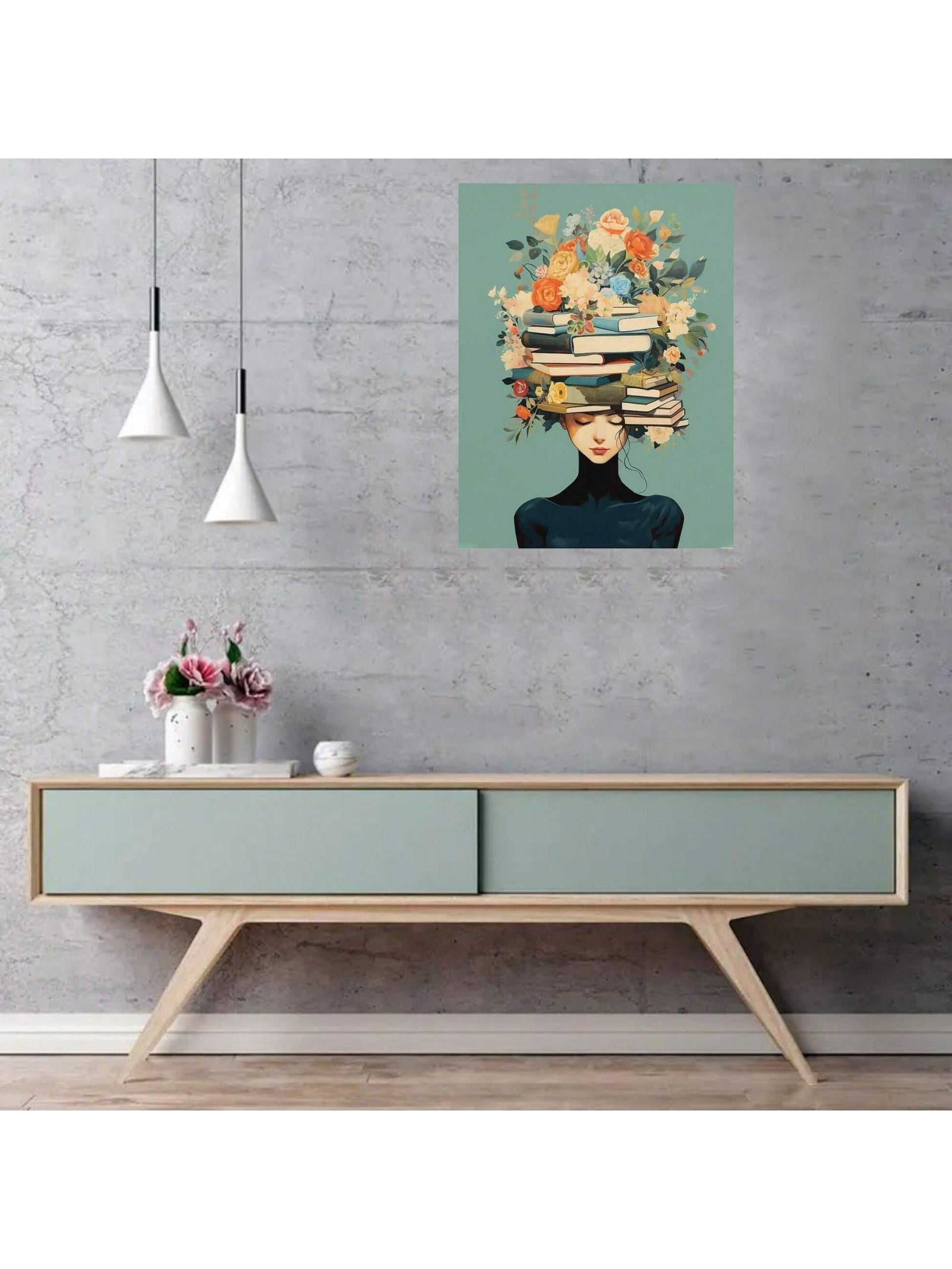 Wall Art Vintage Floral Crown Girl Canvas Art Print