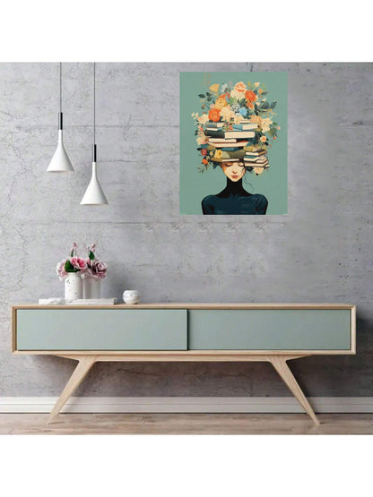 Wall Art Vintage Floral Crown Girl Canvas Art Print