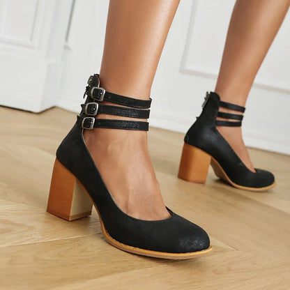 Miles | Elegant Leather Block Heels