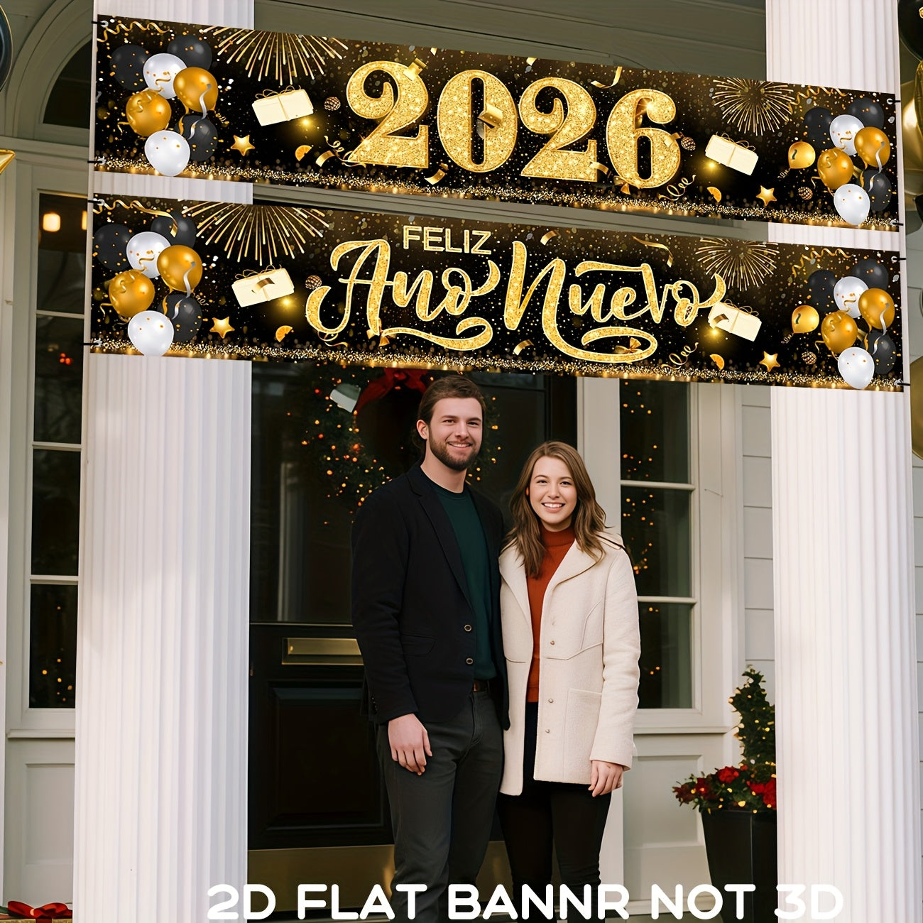 Spanish New Year Banner 2026 - Gold & Black Feliz Año Nuevo