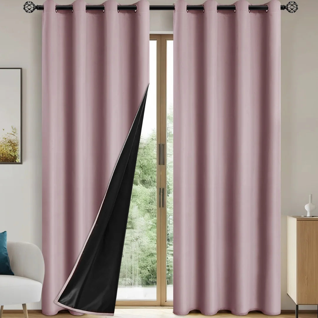 Blackout Curtains 2pcs - Thermal Insulated Window Drapes