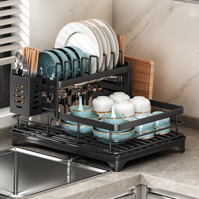 Stainless Steel Dish Rack - Adjustable Over Sink Organizer
