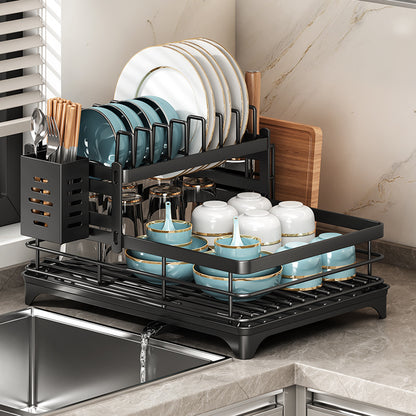Stainless Steel Dish Rack - Adjustable Over Sink Organizer