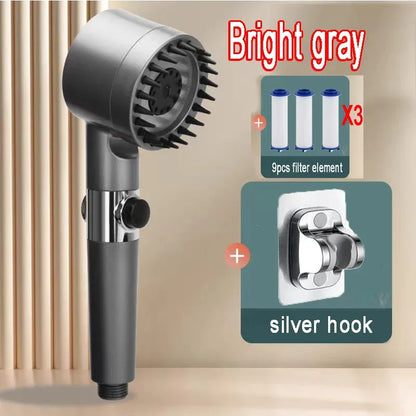 High Pressure Shower Head: 4-Mode Rain Shower with Filter