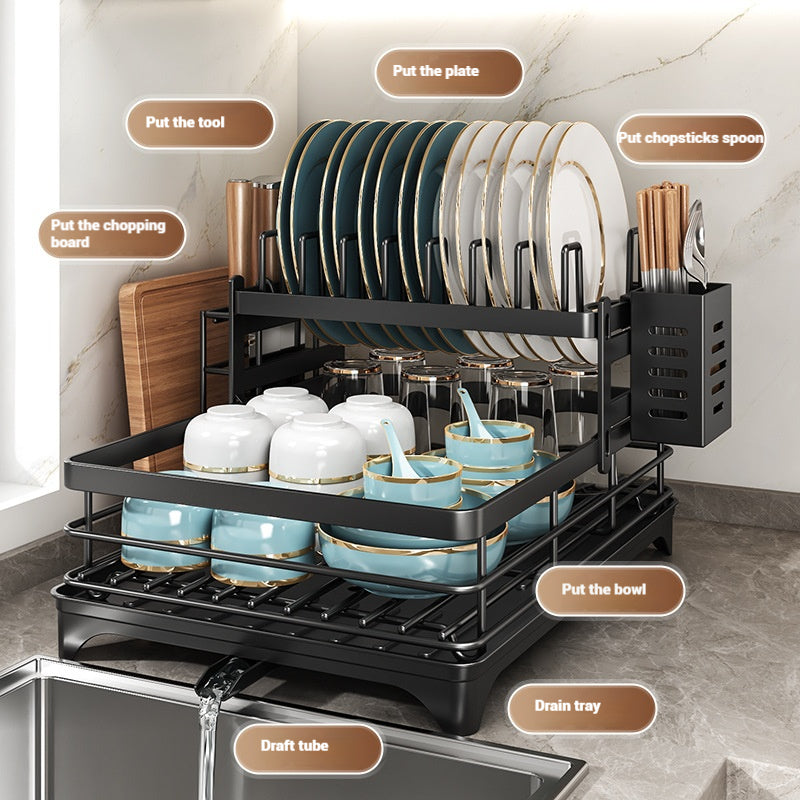Stainless Steel Dish Rack - Adjustable Over Sink Organizer