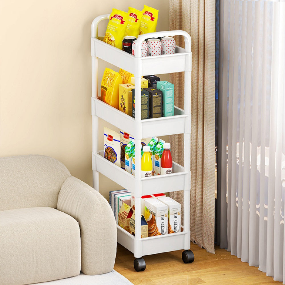 Rolling Storage Cart 3/4-Tier: Slim, Space-Saving Organizer