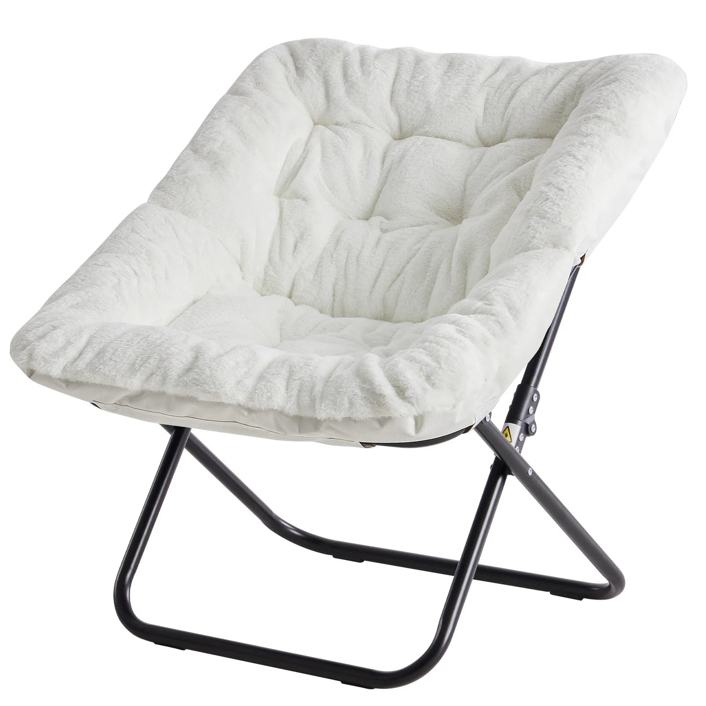 Cozy Faux Fur Saucer Chair - 28in Folding Lounge for Living Room