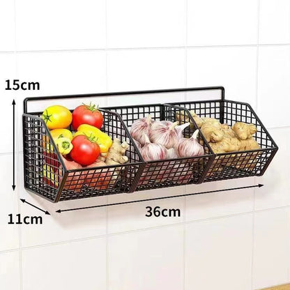 Wall Mounted Kitchen Storage Basket - Durable Wire Rack