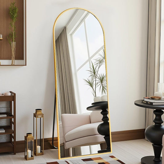  Full Length Mirror Arched 58"x18" - Gold, Shatter-Proof Glass