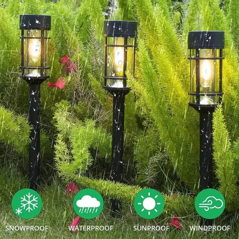 Solar Lights Outdoor Pathway Lights Glass for Lawn Landscape