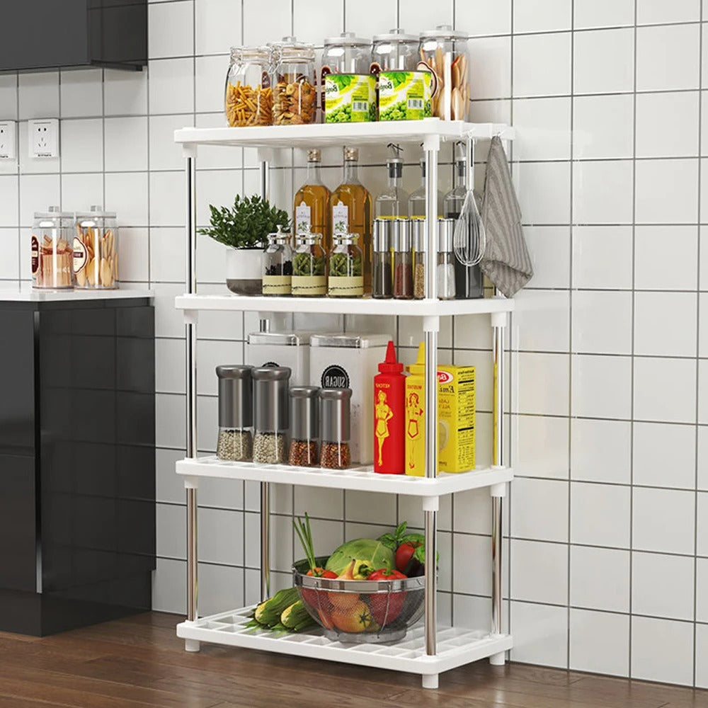 Multi-Level Storage Rack: Eco-Friendly Kitchen & Bath Organizer