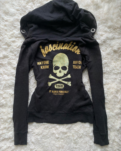 Y2K Retro Skull Hoodie - Slim Fit Gothic Harajuku Jacket