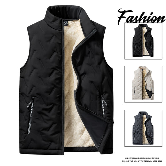 Men's Cotton Vest Jacket: Warm, Casual, Plus Size