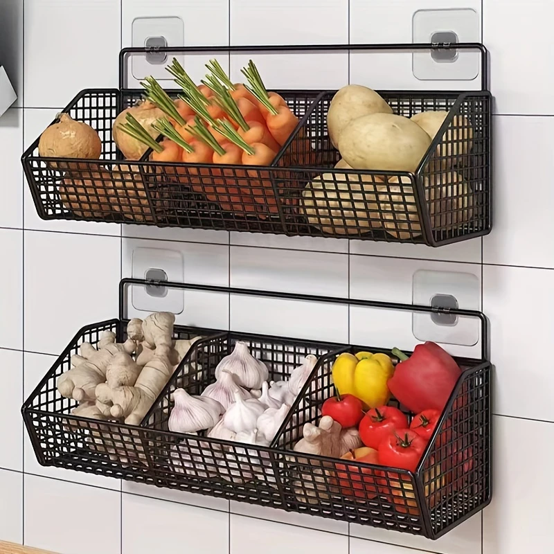 Wall Mounted Kitchen Storage Basket - Durable Wire Rack