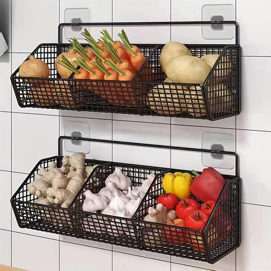 Wall Mounted Kitchen Storage Basket - Durable Wire Rack