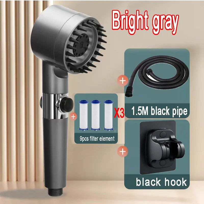 High Pressure Shower Head: 4-Mode Rain Shower with Filter
