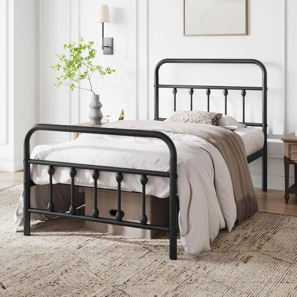 Platform Bed Metal - Victorian Iron-Art, No Box Spring