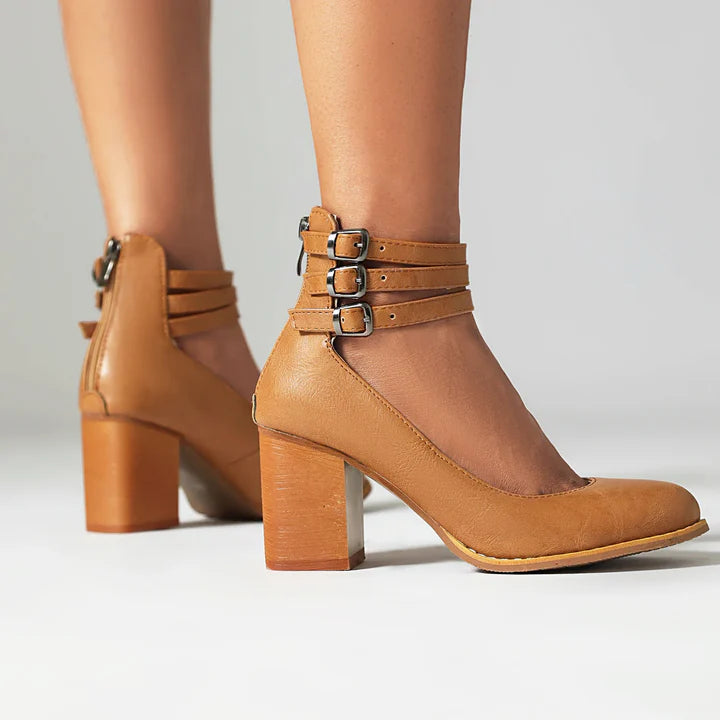 Miles | Elegant Leather Block Heels