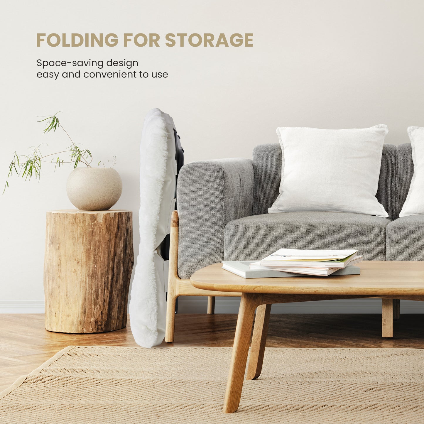 Cozy Faux Fur Saucer Chair - 28in Folding Lounge for Living Room