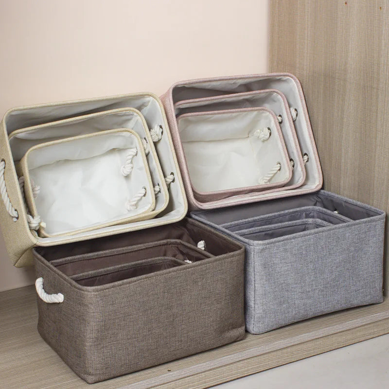 Laundry Basket - Cotton Linen Folding Storage Box