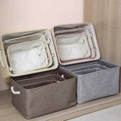 Laundry Basket - Cotton Linen Folding Storage Box