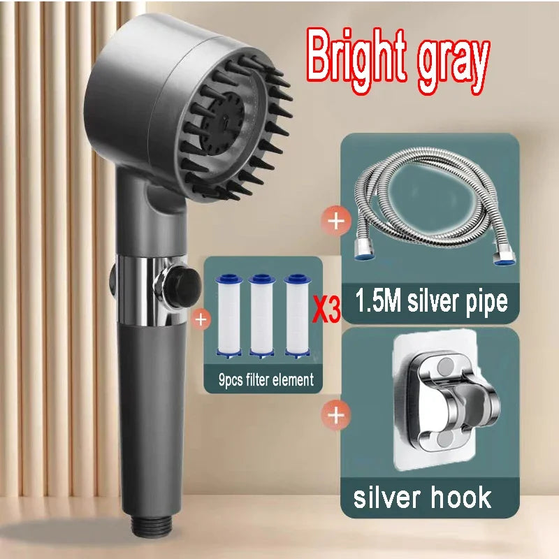 High Pressure Shower Head: 4-Mode Rain Shower with Filter