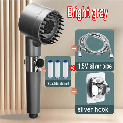 High Pressure Shower Head: 4-Mode Rain Shower with Filter