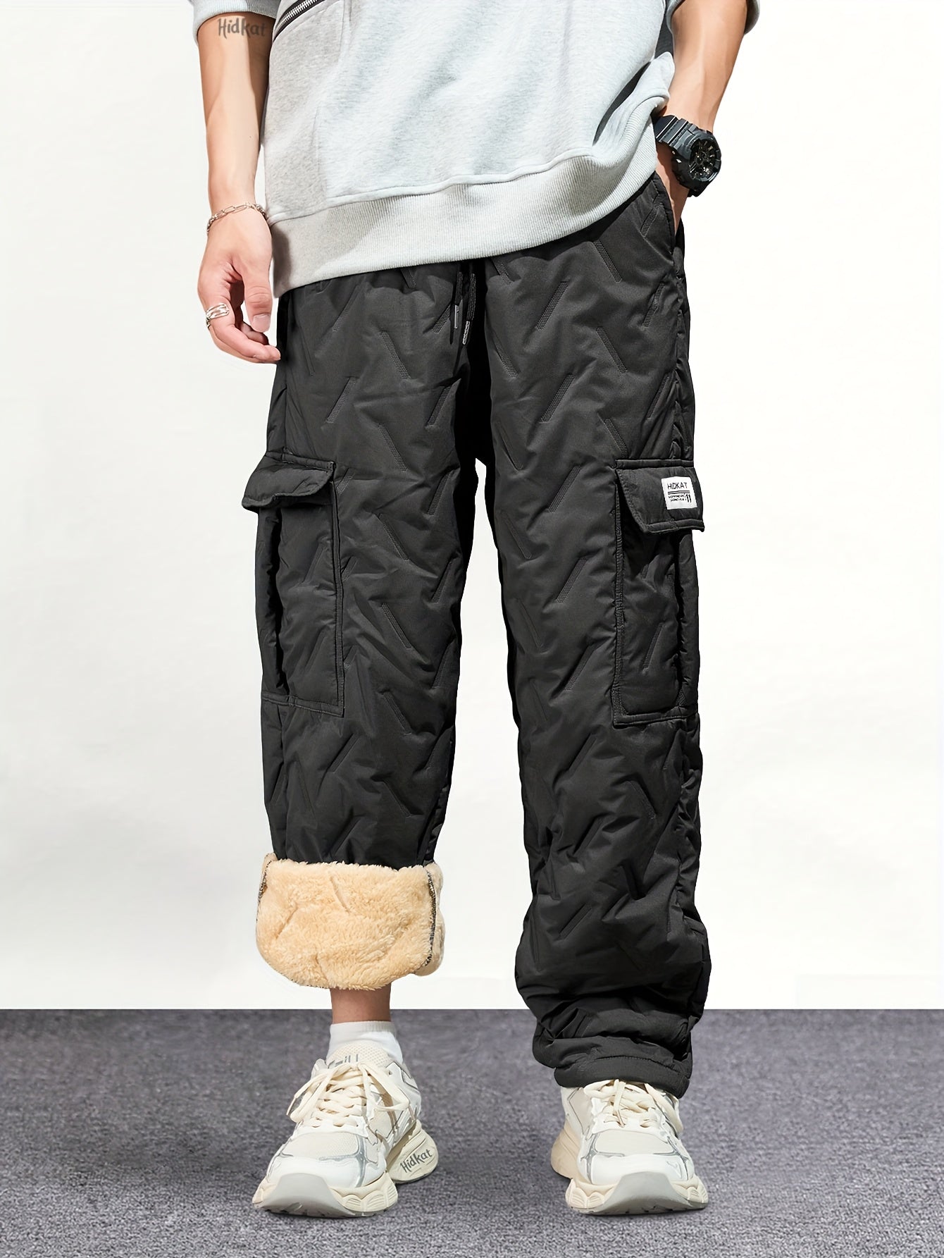 Men's Fleece-Lined Cargo Pants - Warm Winter Outdoor Wear