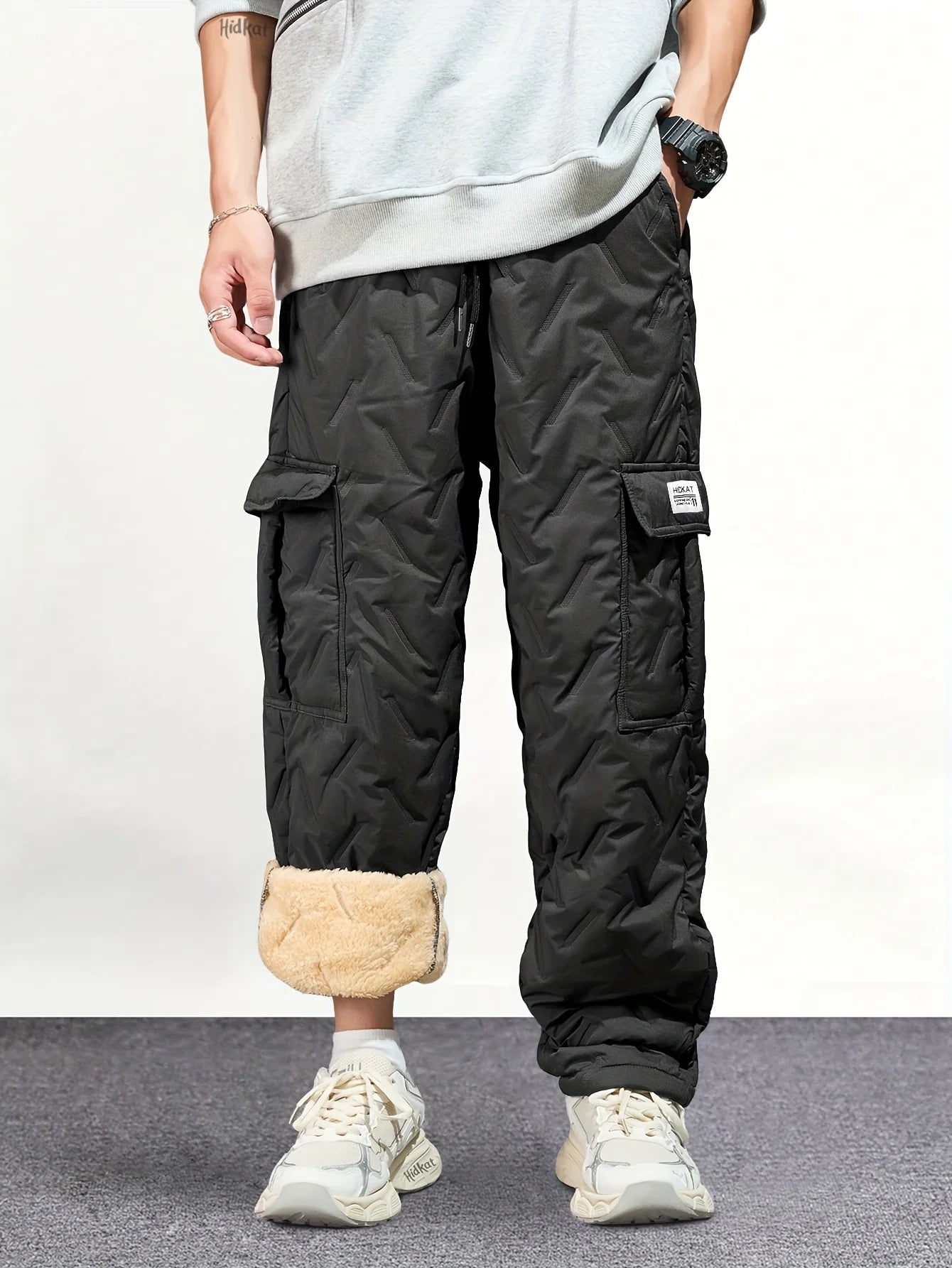 Men's Fleece-Lined Cargo Pants - Warm Winter Outdoor Wear