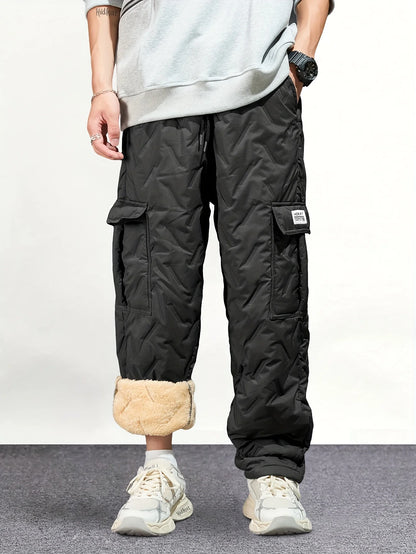 Men's Fleece-Lined Cargo Pants - Warm Winter Outdoor Wear