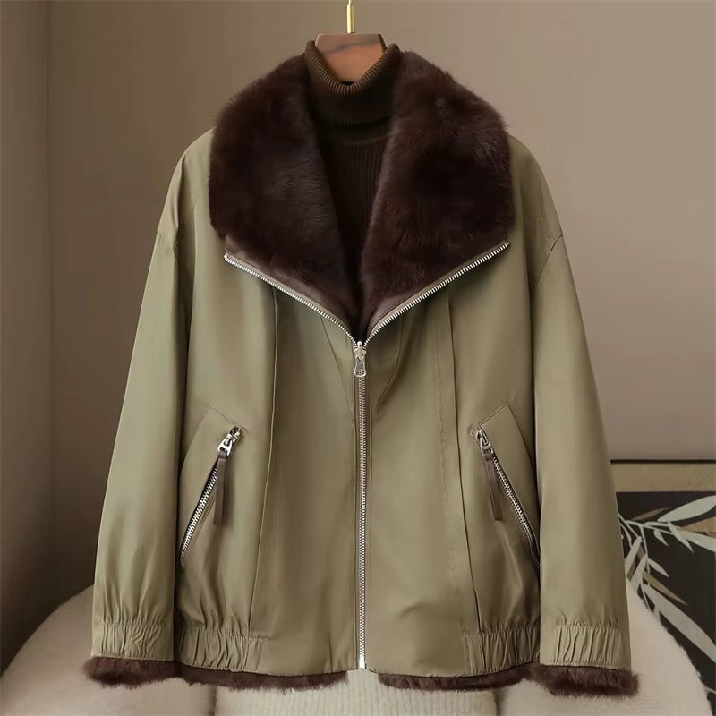 Luxurious Women's Real Fur Coat - Warm Winter Down Jacket