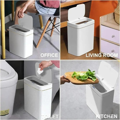 Smart Sensor Trash Can 15L - Touchless, Waterproof, Auto Bagging