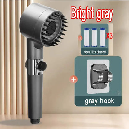 High Pressure Shower Head: 4-Mode Rain Shower with Filter