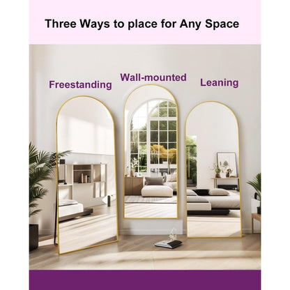  Full Length Mirror Arched 58"x18" - Gold, Shatter-Proof Glass