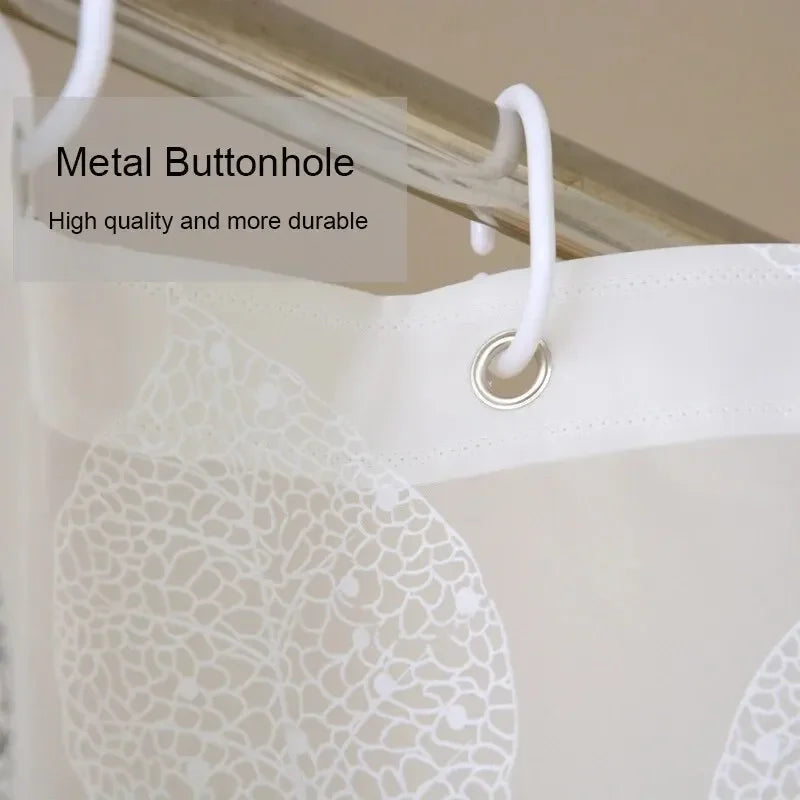 Waterproof PEVA Shower Curtain - Leaf Pattern, Rustproof Hooks