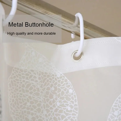 Waterproof PEVA Shower Curtain - Leaf Pattern, Rustproof Hooks