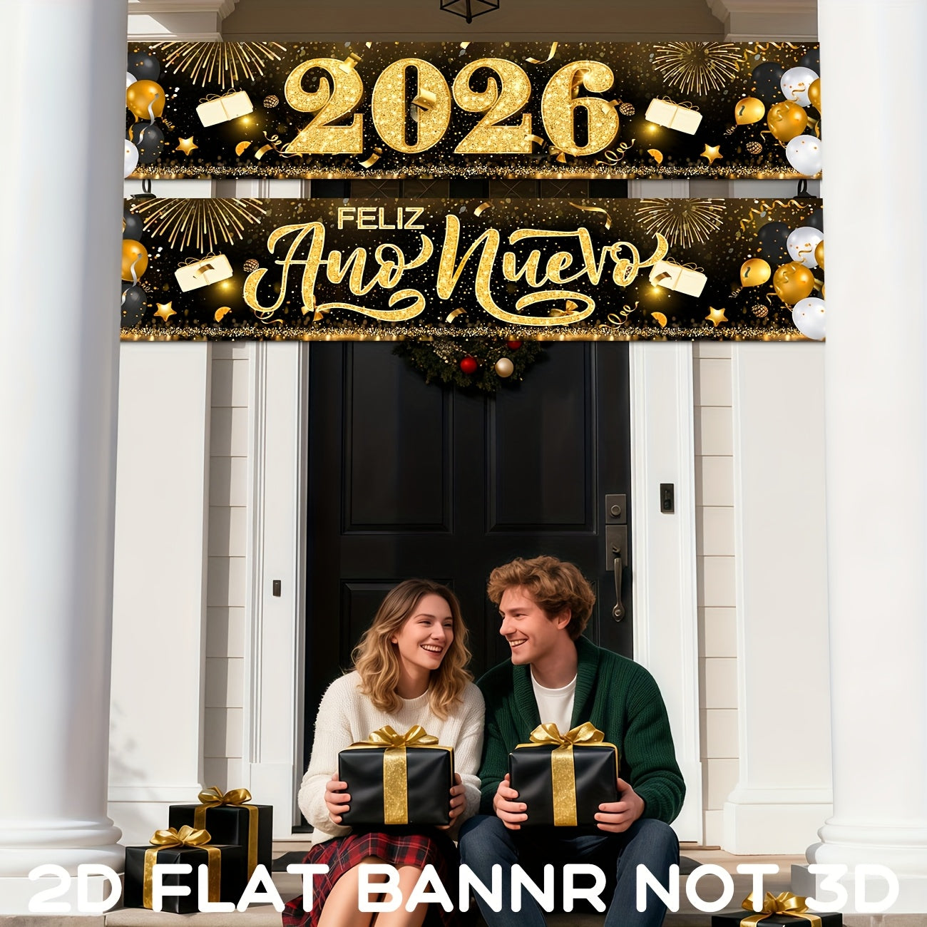Spanish New Year Banner 2026 - Gold & Black Feliz Año Nuevo