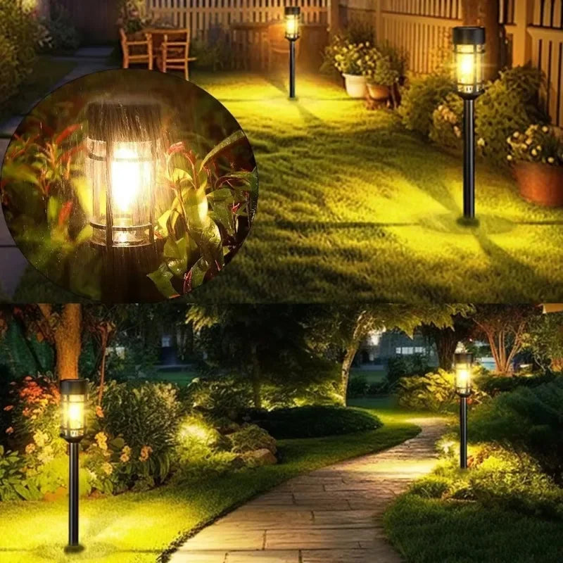 Solar Lights Outdoor Pathway Lights Glass for Lawn Landscape