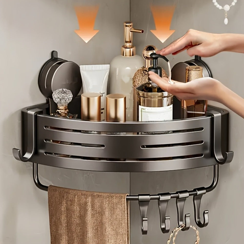 Triangular Suction Cup Bathroom Shelf - No Drilling Needed