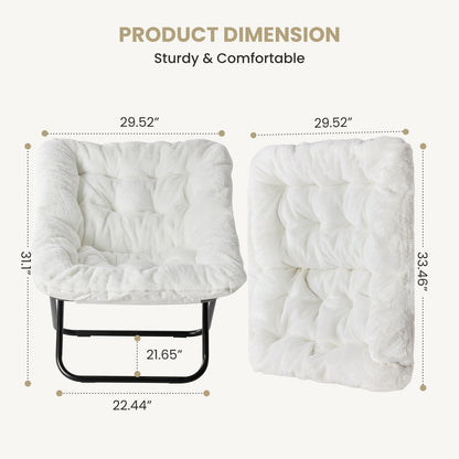 Cozy Faux Fur Saucer Chair - 28in Folding Lounge for Living Room