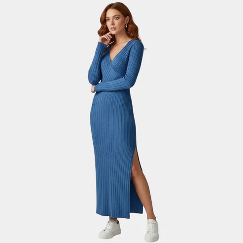 Elowen | Women’s Ribbed V-Neck Maxi Dress