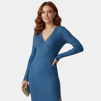 Elowen | Women’s Ribbed V-Neck Maxi Dress