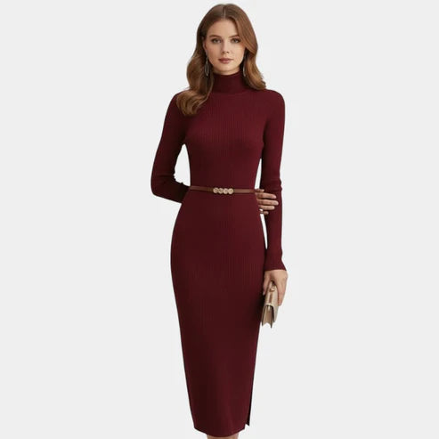 Anne | Women’s Elegant High-Neck Midi Dress